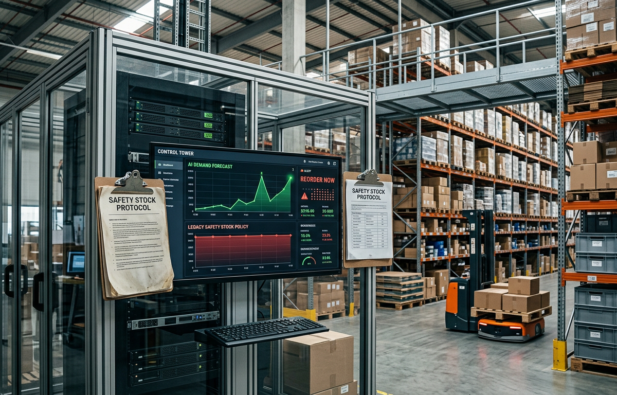 Inventory Decisions Under Uncertainty: When AI Forecasts Conflict With Safety Stock Rules
